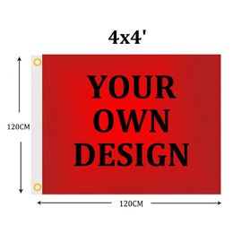 Aangepaste Vlag 4x4ft Vierkante Banner Opknoping Woondecoratie Muur Rock Muziek Posters Fans Polyester Indoor Outdoor Drop 240301