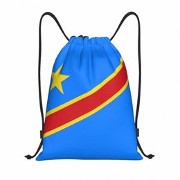 Drapeau personnalisé de CGO Kinshasa Sacs à cordon pour Shop Yoga Backpacks Women Men Flag of Zaïre Sports Gym Sackpack G9H2 #