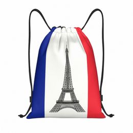 drapeau personnalisé de la France Sac à cordon hommes femmes femmes légères françaises LA Tour Eiffel Sports Gym Rangement Backpack C2BS #