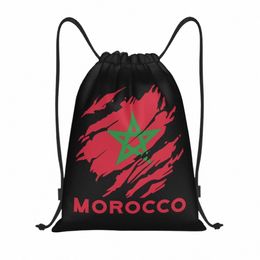 Custom Vlag Van Marokko Trekkoord Tassen Voor Training Yoga Rugzakken Mannen Vrouwen Marokkaanse Trots Sport Gym Sackpack 528F #