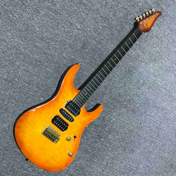 Guitare électrique à dessus en érable flammé personnalisé, commande de personnalisation de basse de guitare acceptée