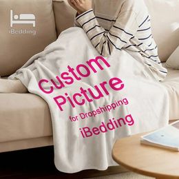 Manta de tiros de franela personalizada mantas de vellón personalizada para el sofá regalo de bricolaje personalizado Impresión a la demanda Drop 240417