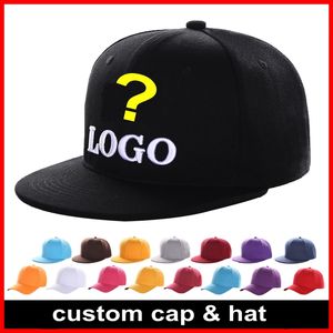 Chapeaux personnalisés Casquettes à bords plats ajustés Hip Hop Snapbacks Chapeaux incurvés Chapeau de seau réglable Broderie Impression Logo Adulte Hommes Femmes Enfants Taille