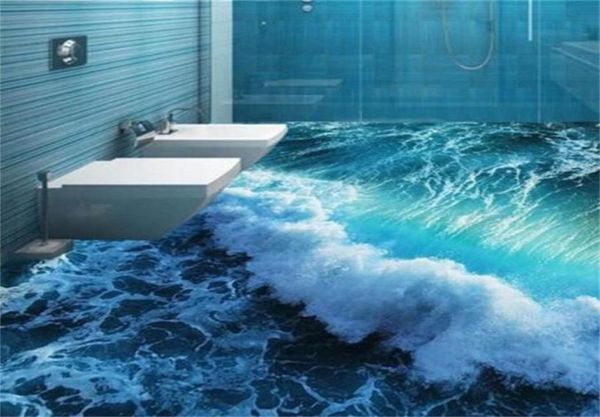 Planchers personnalisé Mural 3D Stéréoscopique Ocean Seawater Chambre de salle de bain Placez le sol PVC PVC PLAQUE AUTOPPORT SUPPORTEMENT