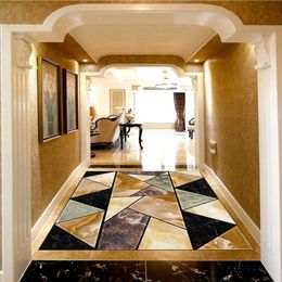Papel tapiz Mural de suelo personalizado, mosaico geométrico de mármol, suelo 3D, sala de estar, dormitorio, balcón, pegatina de suelo de PVC, decoración del hogar, 235V