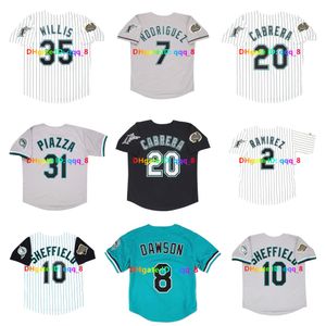 Miguel Cabrera Dontrelle Willis Gary Sheffield 1997 2003 Maillot de baseball des Marlins de la Série mondiale Andre Dawson Ivan Rodriguez Mike 31 Piazza Hanley Ramirez Taille S-4XL