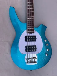 Guitare électrique bleue fluorescente personnalisée, basse électrique ONGO