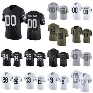 Aangepast voetbal 17 Davante Adams Jersey 13 Hunter Renfrow 9 Tyree Wilson 28 Josh 35 Zamir White 34 Brandon Bolden 98 Maxx Crosby Borduurwerk Man Vrouw jeugd