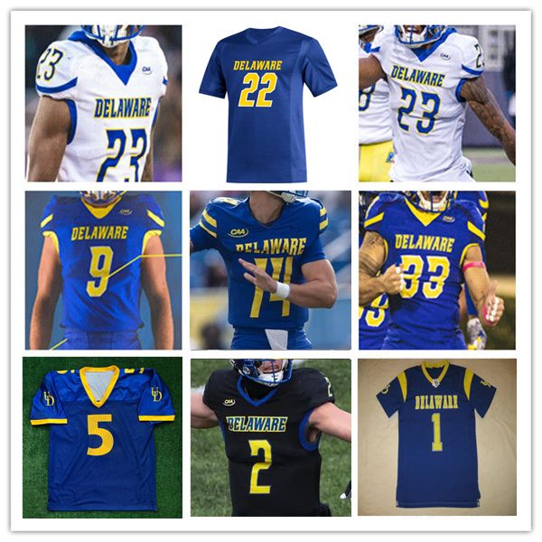 Maillot de football universitaire Delaware Blue Hens Ryan O'Connor Zach Marker Marcus Yarns Kyron Cumby Jourdan Townsend Chandler Harvin Tyron Herring Chase McGowan Taylor 4X