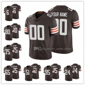 Custom voetbal jersey mannen vrouwen Clevelandbrownswomen jeugd mannen White4 Deshaun Watson Brown 2 Amari Cooper 24 Nick Chubb Myles Garrett