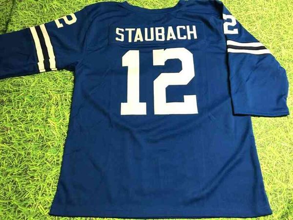 Jersey de football personnalisé Men Youth Femmes Vintage Roger Staubach Versement personnalisé B 3/4 Manches Rare Taille du lycée S-6XL ou N'importe quel nom et numéro de maillot