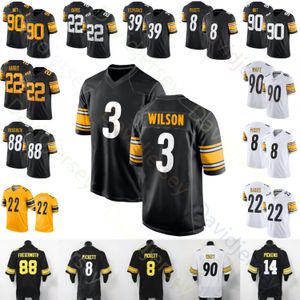 Aangepaste voetbalshirt Patrick Queen Wilson Harris T. J. Watt Fitzpatrick Pickens Warren Porter Robinson II Justin Fields Johnson Trubisky Freiermuth Jeugd Dames 4XL