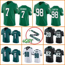 Maillots de football personnalisés Philadelphia''Eagles''Men 98 Jalen Carter 11 AJ Brown 6 DeVonta Smith 1 Jalen Hurts 62 Jason Kelce 2 Darius Slay Jr. 20 Brian Dawkins Maillot femme