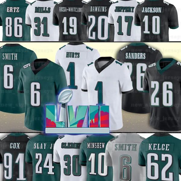 Maillots de football personnalisés Philadelphia''eagles''super''bowl II Hommes Femmes Youth Jersey 1 Jalen Hurts A.J.Brun 26 milles Sanders Darius Slay