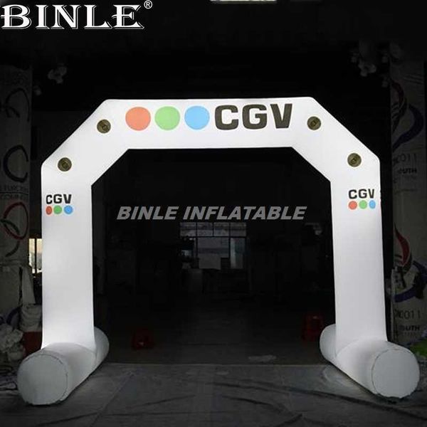 Arco inflable blanco con iluminación LED de 5m, 7m, 9m, de pie, personalizado, con soplador de aire para publicidad