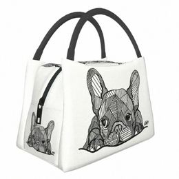 Bolsas de almuerzo faciales personalizadas para cachorros de Bulldog Francés, cajas de almuerzo con aislamiento térmico para mujeres, para viajes de oficina d5Ff #