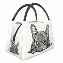 Bolsas de almuerzo faciales personalizadas para cachorros de Bulldog Francés, cajas de almuerzo aisladas con refrigerador cálido para viajes de oficina u7wC #