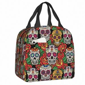 Sac à lunch de Skull Skull de sucre personnalisé Femmes Colier Boîte à lunch isolée chaude pour les enfants Travail Food Picnic Tote Sacs S6WG #