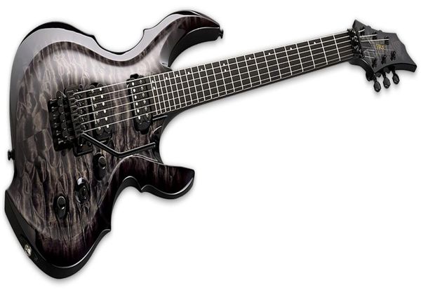 Guitarra CTM CTM personalizada Vea a través de Black Sunburst Trans Grey Quilt Top Seymour Duncan Pickups7148576