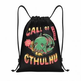 Custom Grappige Call Of Cthulhu Trekkoord Tassen voor Winkel Yoga Rugzakken Mannen Vrouwen Lovecraft Sport Gym Sackpack N7iW #