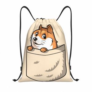 Sacs à cordon Shiba Inu personnalisés pour entraîner des sacs à dos de yoga femmes hommes japonais chien poche doge sport gym sackpack 91nn #