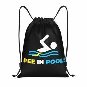 Custom Grappig Zwemmen Ik Plassen In Zwembaden Tasje voor Winkel Yoga Rugzakken Mannen Vrouwen Sport Gym Sackpack l4Se #