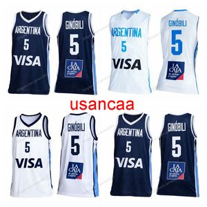 Gianna personnalisé Manu Ginobili argentine Jersey de basket-ball 3 couleurs taille de chemise s-4xl tout nom et numéro de qualité de qualité supérieure