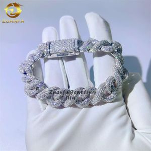 Aangepaste vergulde Iced Out Sier Infinity 15 mm diamanten ketting Moissanite Cubaanse schakelarmband