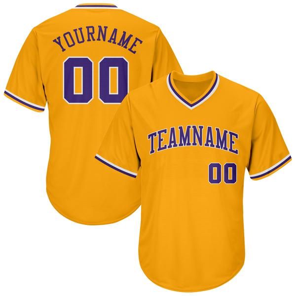 Chemise en jersey de baseball côtelée d'or blanc d'or blanc sur mesure