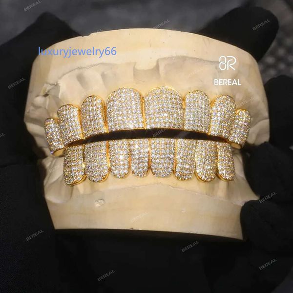 Grillz de dents en or personnalisé, rond, coupe brillante 10K 14K 18K Vvs Moissanite Grillz, bijoux Hip Hop pour hommes et femmes