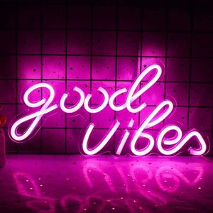 Personnalisé Good Vibes Neon Sign Light Tenture murale Décor LED Night Light Cadeaux d'anniversaire de Noël Lampe au néon pour les décorations de la chambre à la maison HKD230825