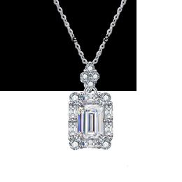 Aangepaste Gra Emeralds Cut Moissanite Diamanten Ketting 925 Sterling Zilver 1ct VVS Wit Gouden Ketting Voor Bruiloft Sieraden