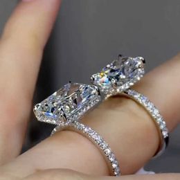 Aangepaste GRA Moissanite Diamond verlovingsring 10K 14K 18K Solid Gold 925 Silver Radiant Cut For Women 2CT 3CT 5CT