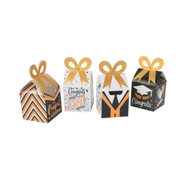 Caja de dulces para celebración de la temporada de graduación personalizada, caja de papel para regalo de devolución de fiesta temática, maleta para vestido de soltero A377