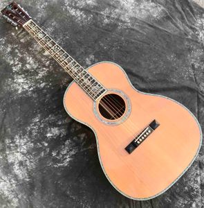 Guitare acoustique personnalisée Grand 6 cordes OO45C, corps en cèdre de 39 pouces, touche en ébène, poupée fendue, incrustation d'arbre de vie