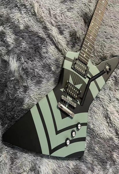 Corps de pipe de guitare électrique personnalisée Jason Hook Sherman Guitar Finition Black Black with Military Green Très Rare9331574
