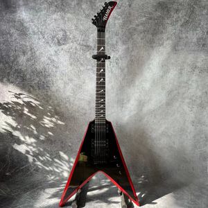 Guitarra eléctrica Grand Hammer personalizada con tiras de color negro y rojo con estuche rígido PRECIO ESPECIAL