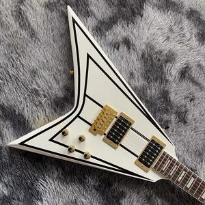 Guitarra eléctrica Grand Jackson V SHAPE personalizada en color blanco