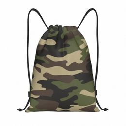 Custom Green Brown Military Camoue Drawring Bags Men Women Lichtgewicht Leger Jungle Camo Sport Gym Storage Backpack K4L0#