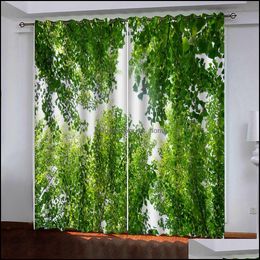 Custom Green Forest Gordijn Luxe Blackout 3D Gordijnen voor Woonkamer Beddengoed Kantoor Drop Levering 2021 Drapes Home Deco El levert Gar