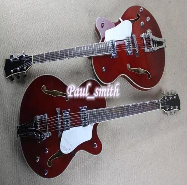 Custom Gretch G6120T Chet Atkins Falcon Brown Wine Red Jazz Guitar Guitar Cuisé Double F Hole Bigs Tremolo Bridge Gold Ha3186221