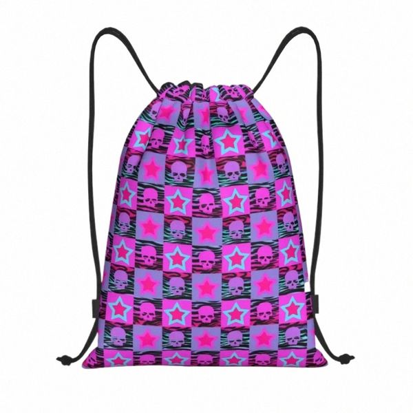 Bolsas con cordón personalizadas con estampado de calavera y estrella de Grunge para entrenamiento, mochilas de yoga, hombres, mujeres, deportes, gimnasio, Sackpack t58q #