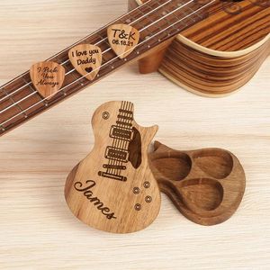 Médiators de guitare personnalisés avec boîte de rangement en bois, étui de plectre personnalisé, cadeau pour homme, support de médiator de guitare, faveurs de marié de mariage 240118