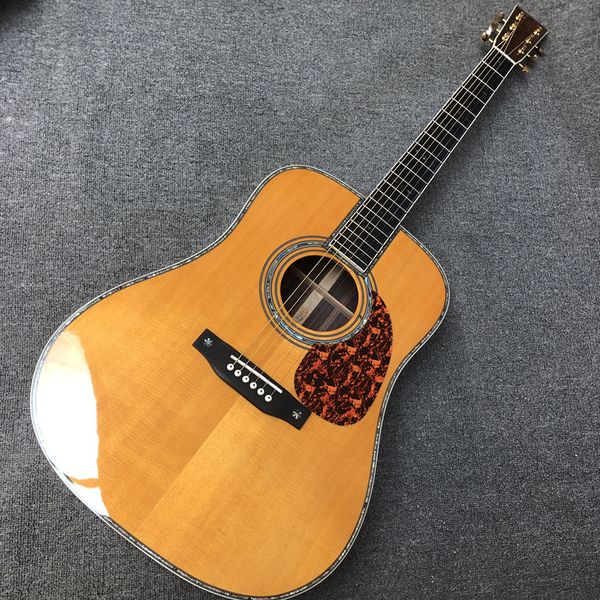 Guitare personnalisée, table en épicéa massif AAA, touche en ébène, éclisses et dos en palissandre, accordeur ouvert, guitare acoustique de 41 pouces de haute qualité