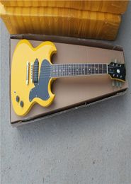 guitare personnaliséeguitare jaune corps en acajoumicros P90manche en acajoupickboard noirlivraison de matériel chromé8060859