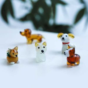 Personnalisé fait à la main Mini pouce taille Design verre chien Figurine coloré bel Animal ornements maison jardin décor accessoires Z0303