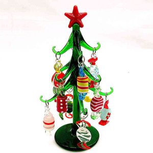 Ornements de Figurines d'arbre de Noël en verre de Murano faits à la main avec 12 pièces pendentif de bonbons colorés accessoires de décoration de bureau à la maison G0911