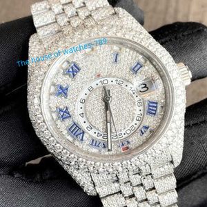 Testeur de diamant fait à la main, personnalisé, VVS Moissanite, montre mécanique de luxe glacée