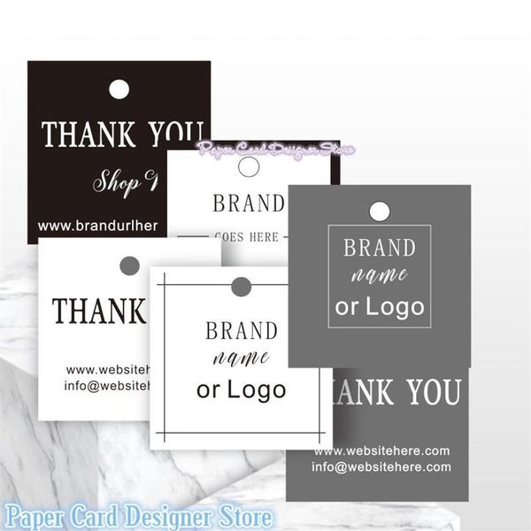 Etiqueta colgante personalizada Etiqueta de agradecimiento Producto Etiquetas de logotipo de ropa de agradecimiento Serie negra Tarjetas de felicitación 3077