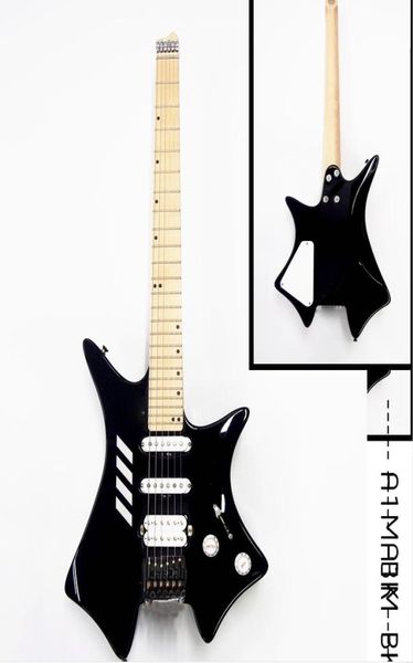 Guitarra eléctrica sin cabeza personalizada Black White Color Hardware importado Guitarra sin cabeza china5307101